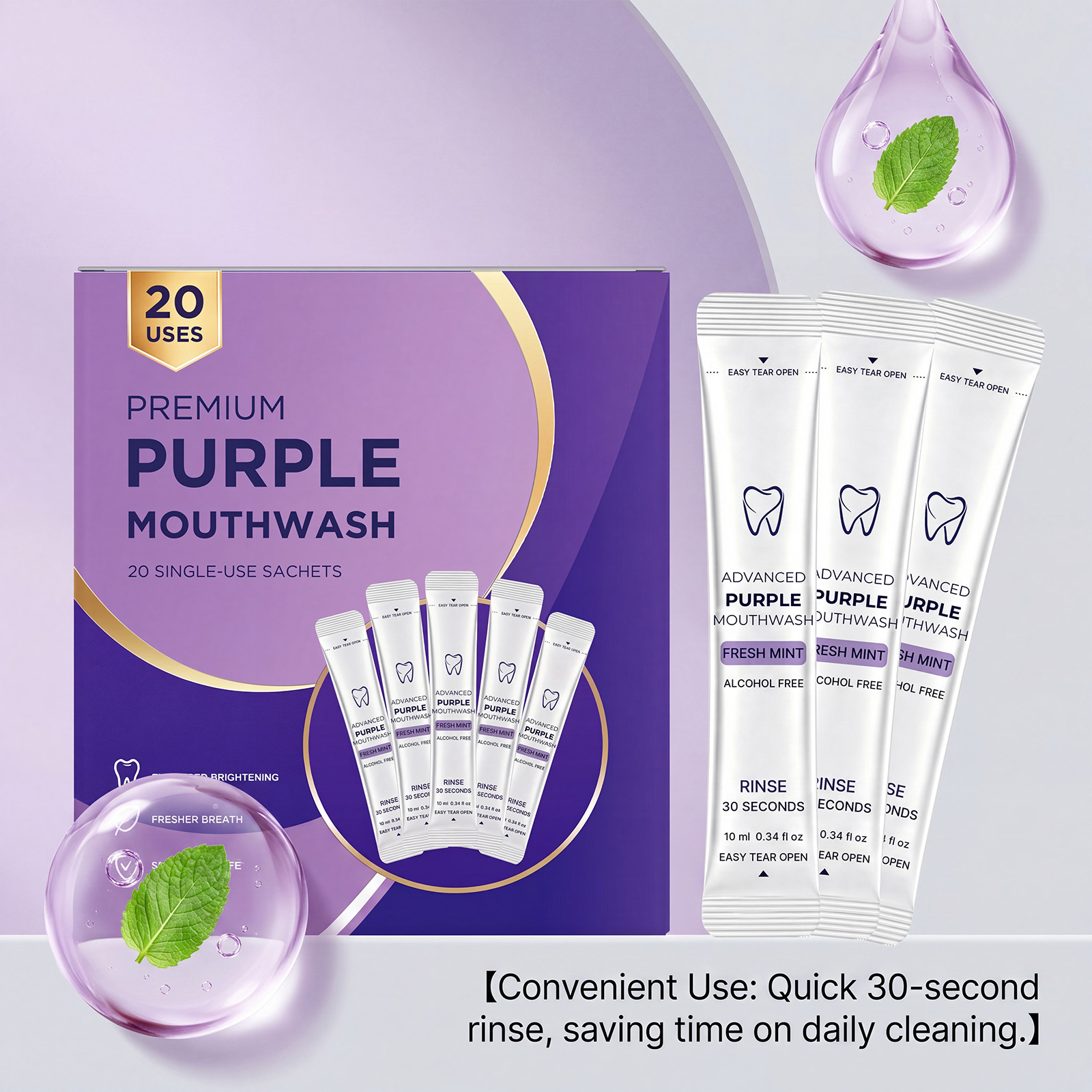 20/40 sztuk Fioletowa płyn do  – Teeth Whitening Mouthwash recenzja i cena